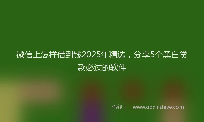 微信上怎样借到钱2025年精选，分享5个黑白贷款必过的软件