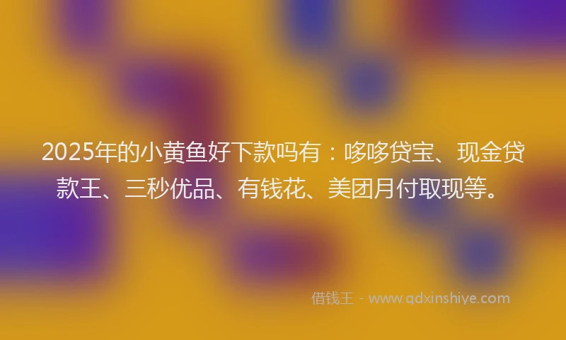 2025年的小黄鱼好下款吗有：哆哆贷宝、现金贷款王、三秒优品、有钱花、美团月付取现等。