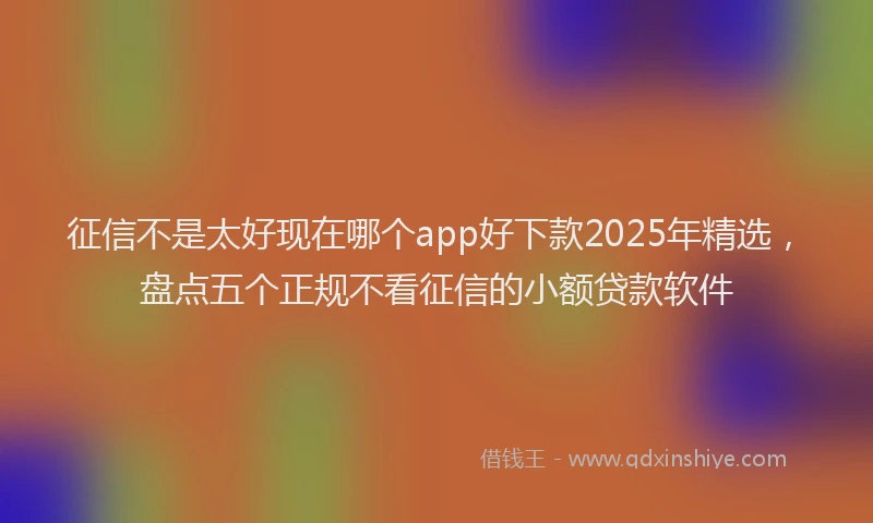 征信不是太好现在哪个app好下款2025年精选，盘点五个正规不看征信的小额贷款软件