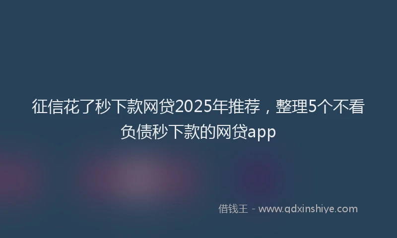 征信花了秒下款网贷2025年推荐，整理5个不看负债秒下款的网贷app