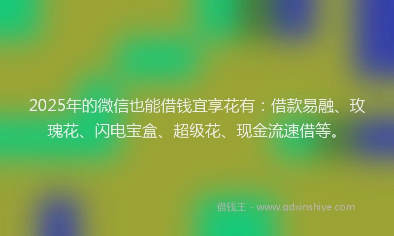 2025年的微信也能借钱宜享花有：借款易融、玫瑰花、闪电宝盒、超级花、现金流速借等。