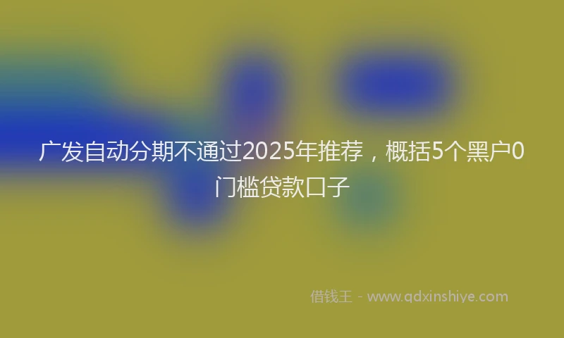 广发自动分期不通过2025年推荐，概括5个黑户0门槛贷款口子