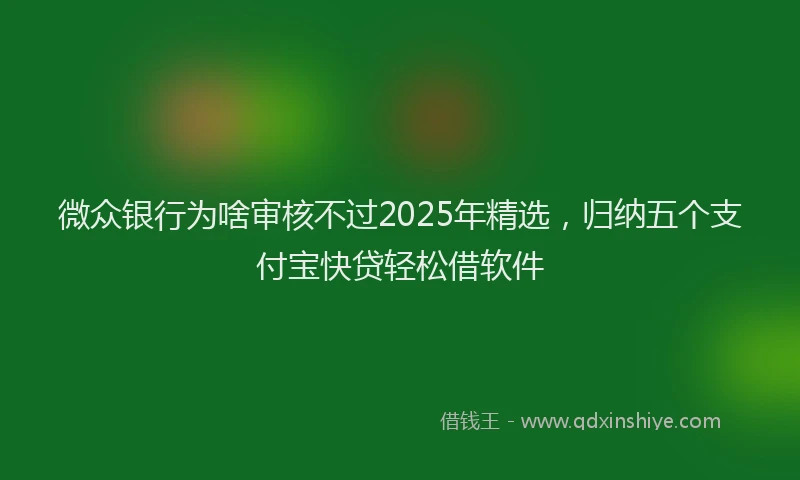 微众银行为啥审核不过2025年精选，归纳五个支付宝快贷轻松借软件