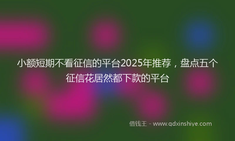 小额短期不看征信的平台2025年推荐，盘点五个征信花居然都下款的平台