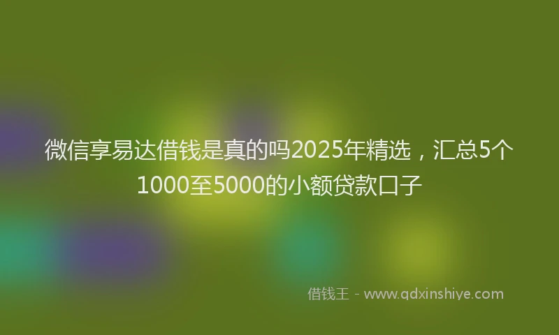 微信享易达借钱是真的吗2025年精选，汇总5个1000至5000的小额贷款口子