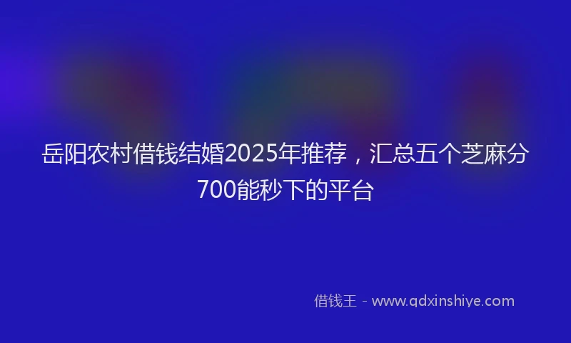 岳阳农村借钱结婚2025年推荐，汇总五个芝麻分700能秒下的平台