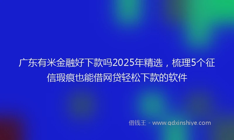 广东有米金融好下款吗2025年精选，梳理5个征信瑕疵也能借网贷轻松下款的软件