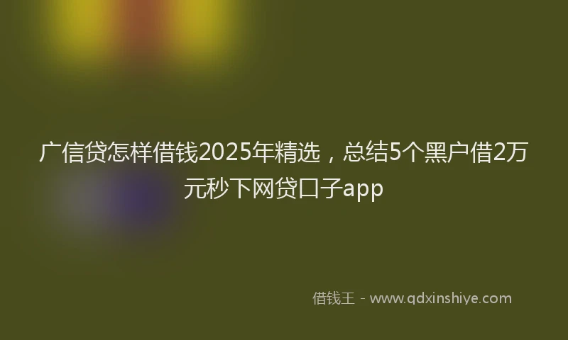 广信贷怎样借钱2025年精选，总结5个黑户借2万元秒下网贷口子app