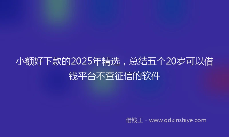 小额好下款的2025年精选，总结五个20岁可以借钱平台不查征信的软件