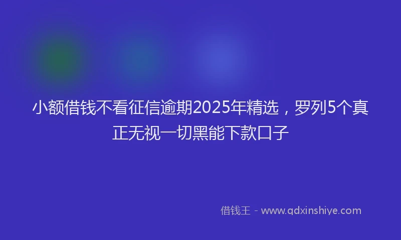 小额借钱不看征信逾期2025年精选，罗列5个真正无视一切黑能下款口子