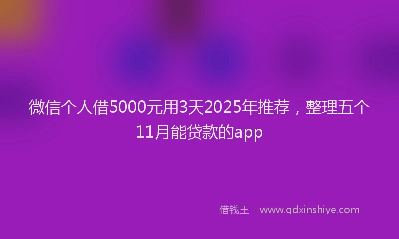 微信个人借5000元用3天2025年推荐，整理五个11月能贷款的app