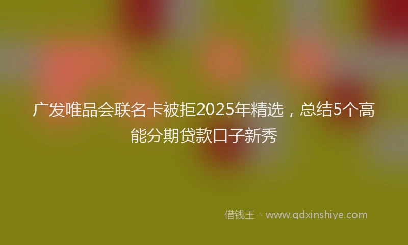 广发唯品会联名卡被拒2025年精选，总结5个高能分期贷款口子新秀