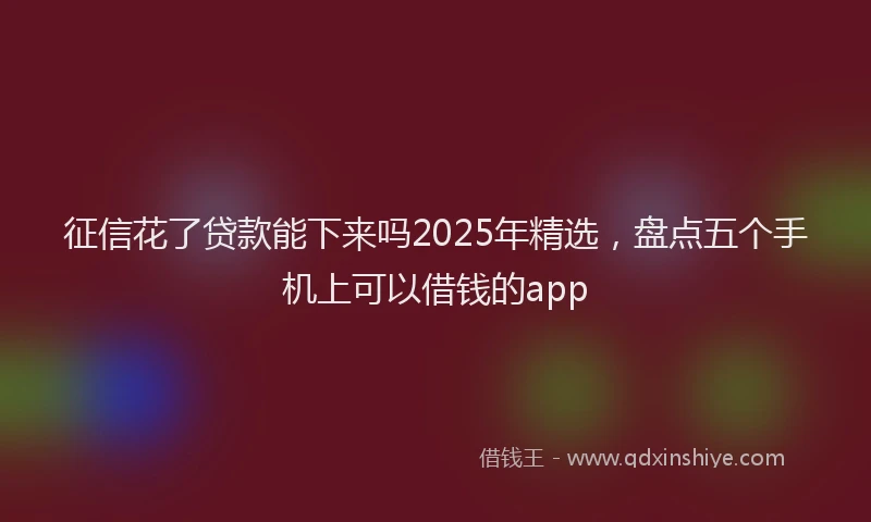 征信花了贷款能下来吗2025年精选，盘点五个手机上可以借钱的app