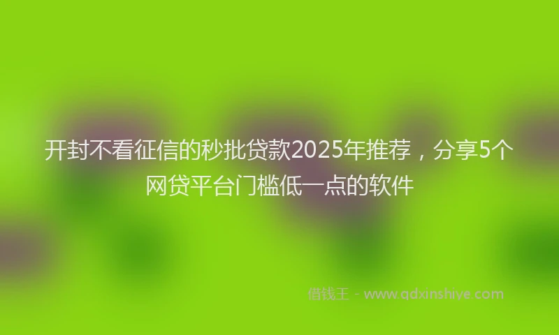 开封不看征信的秒批贷款2025年推荐，分享5个网贷平台门槛低一点的软件