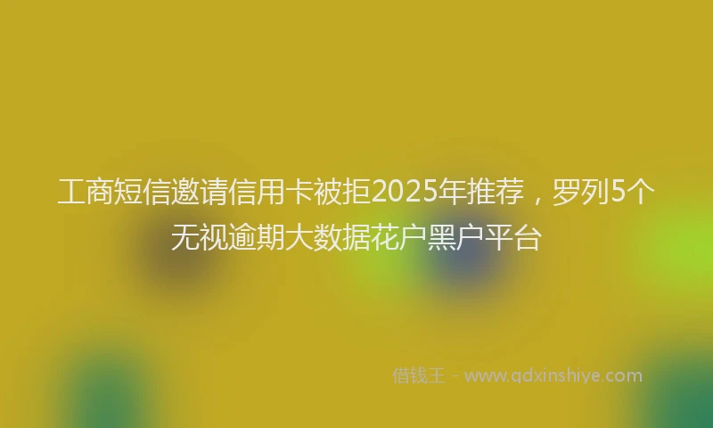 工商短信邀请信用卡被拒2025年推荐，罗列5个无视逾期大数据花户黑户平台