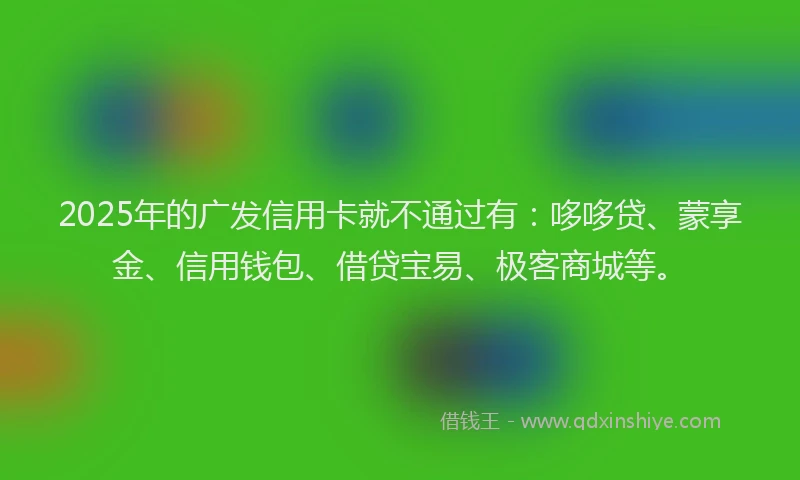 2025年的广发信用卡就不通过有：哆哆贷、蒙享金、信用钱包、借贷宝易、极客商城等。
