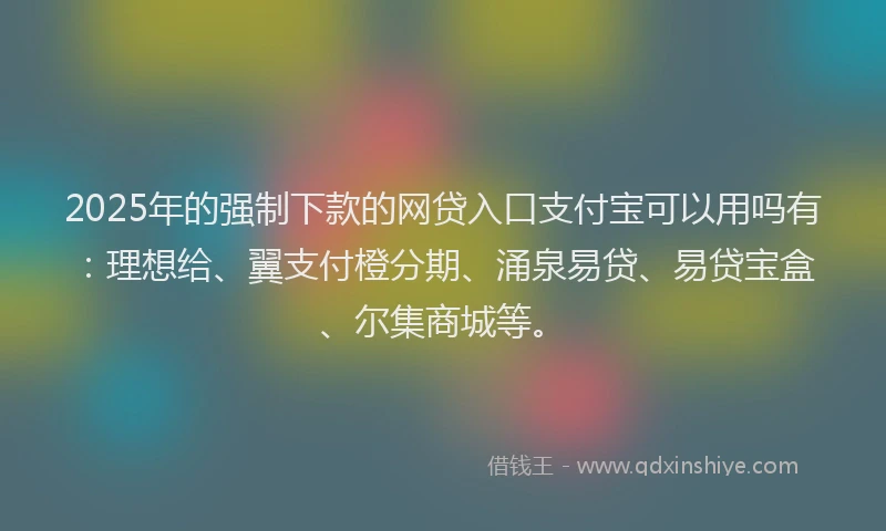 2025年的强制下款的网贷入口支付宝可以用吗有：理想给、翼支付橙分期、涌泉易贷、易贷宝盒、尔集商城等。
