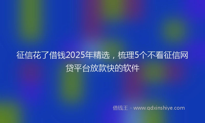 征信花了借钱2025年精选，梳理5个不看征信网贷平台放款快的软件