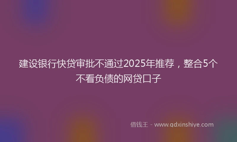 建设银行快贷审批不通过2025年推荐，整合5个不看负债的网贷口子
