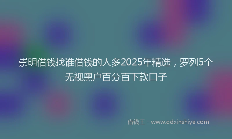 崇明借钱找谁借钱的人多2025年精选，罗列5个无视黑户百分百下款口子