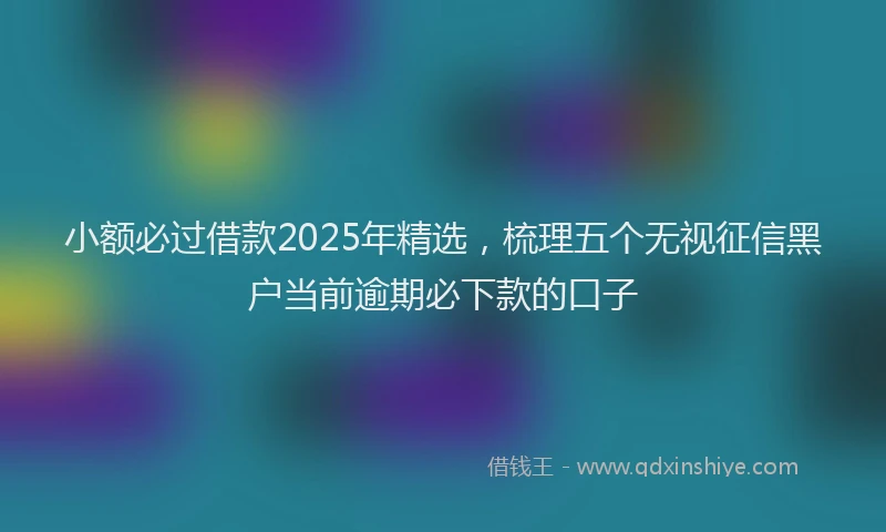 小额必过借款2025年精选，梳理五个无视征信黑户当前逾期必下款的口子