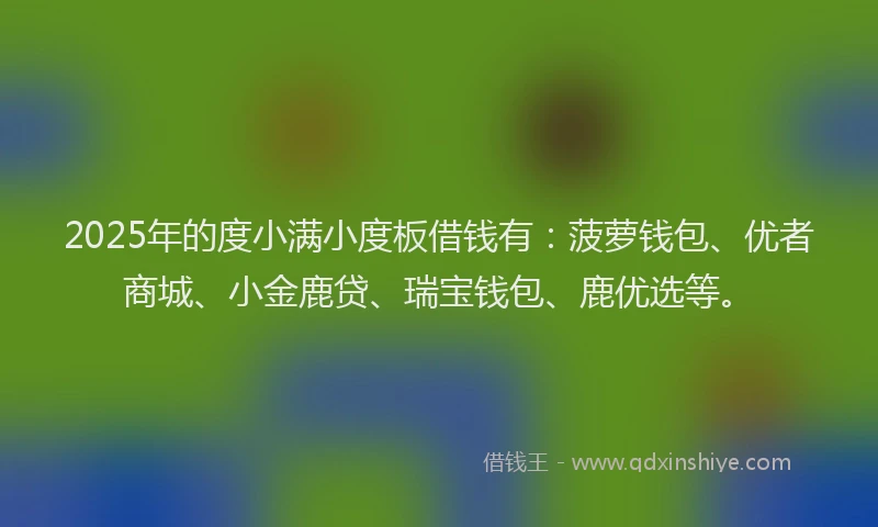 2025年的度小满小度板借钱有：菠萝钱包、优者商城、小金鹿贷、瑞宝钱包、鹿优选等。