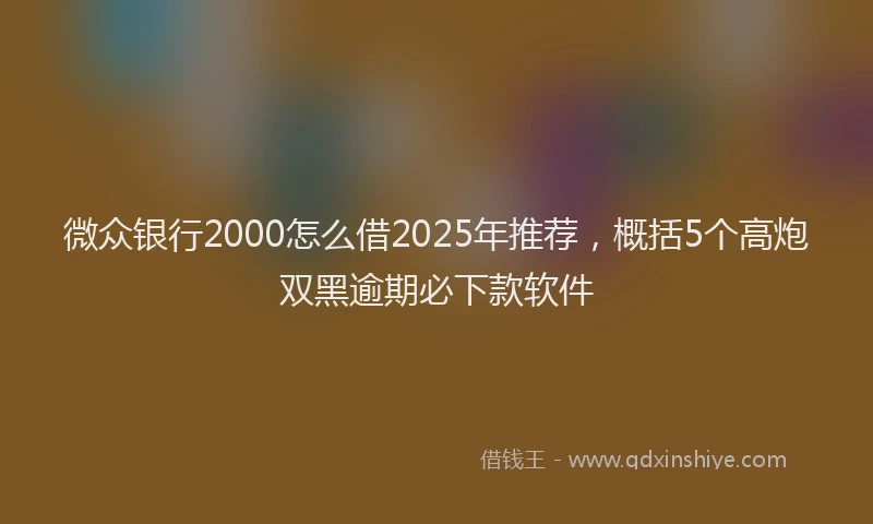 微众银行2000怎么借2025年推荐，概括5个高炮双黑逾期必下款软件
