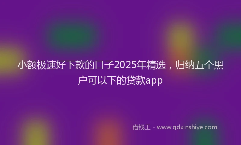 小额极速好下款的口子2025年精选，归纳五个黑户可以下的贷款app