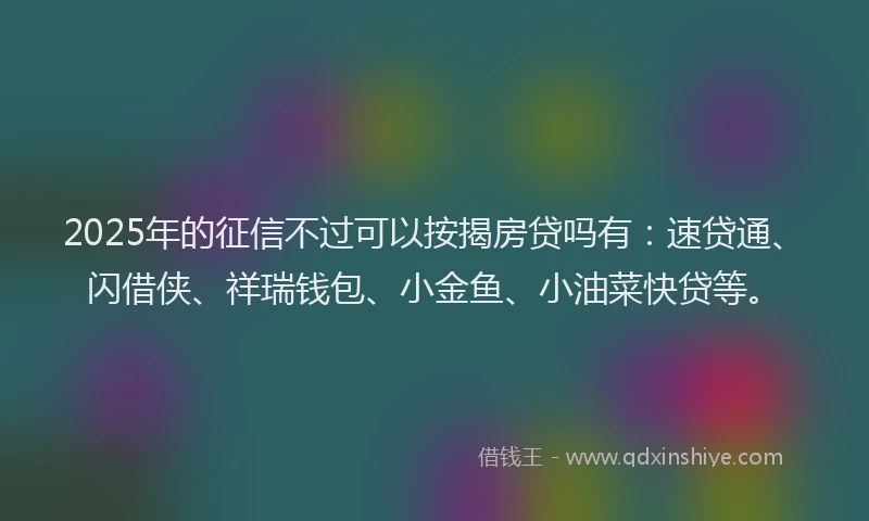 2025年的征信不过可以按揭房贷吗有：速贷通、闪借侠、祥瑞钱包、小金鱼、小油菜快贷等。