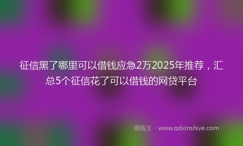 征信黑了哪里可以借钱应急2万2025年推荐，汇总5个征信花了可以借钱的网贷平台