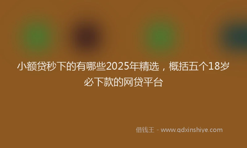 小额贷秒下的有哪些2025年精选，概括五个18岁必下款的网贷平台
