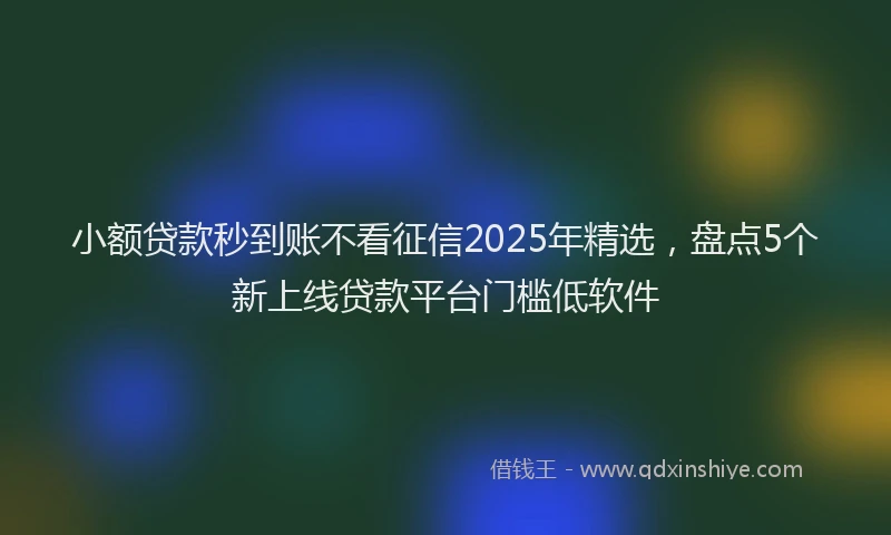 小额贷款秒到账不看征信2025年精选，盘点5个新上线贷款平台门槛低软件