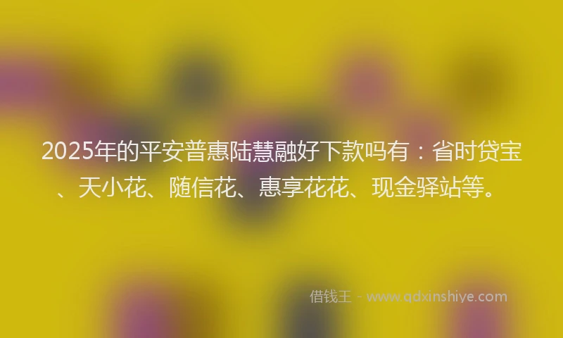 2025年的平安普惠陆慧融好下款吗有：省时贷宝、天小花、随信花、惠享花花、现金驿站等。