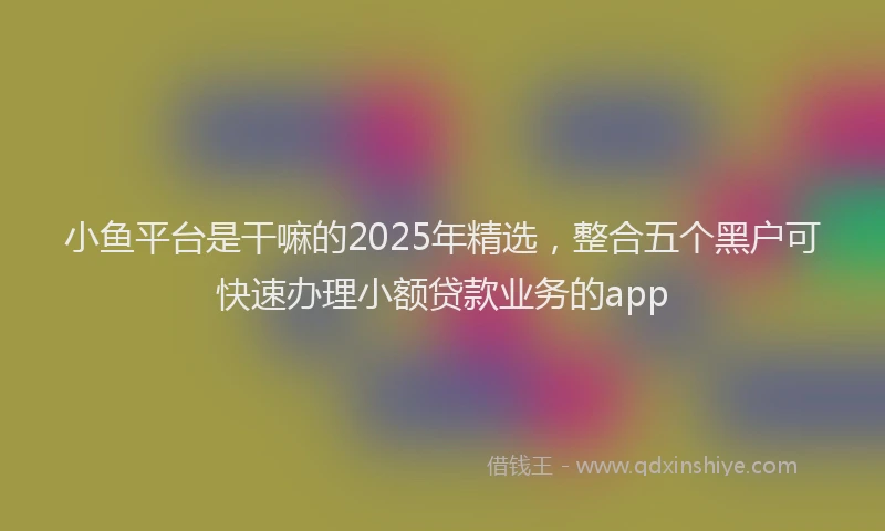 小鱼平台是干嘛的2025年精选，整合五个黑户可快速办理小额贷款业务的app