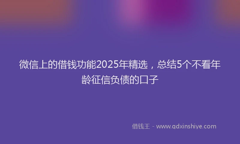 微信上的借钱功能2025年精选，总结5个不看年龄征信负债的口子