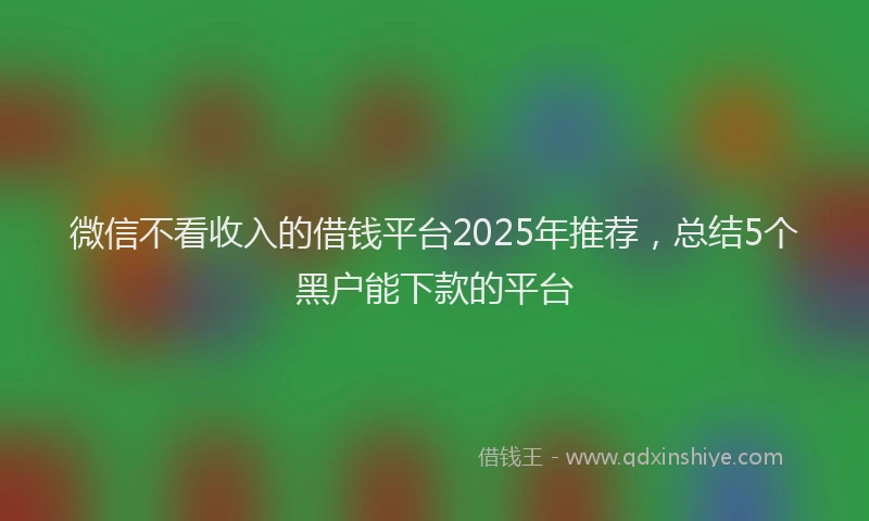 微信不看收入的借钱平台2025年推荐，总结5个黑户能下款的平台