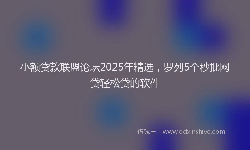 小额贷款联盟论坛2025年精选，罗列5个秒批网贷轻松贷的软件