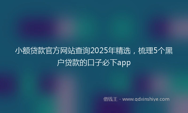 小额贷款官方网站查询2025年精选，梳理5个黑户贷款的口子必下app