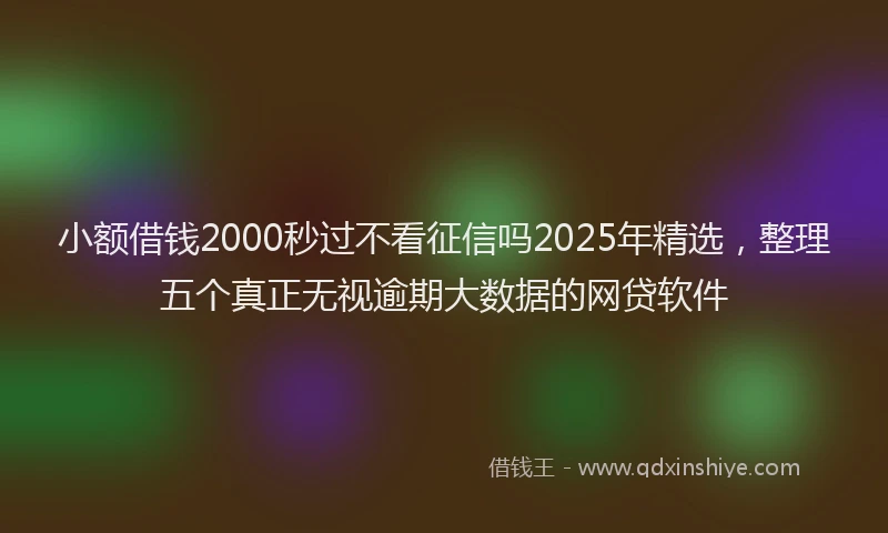 小额借钱2000秒过不看征信吗2025年精选，整理五个真正无视逾期大数据的网贷软件