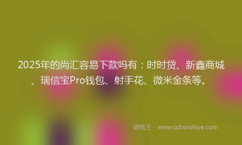 2025年的尚汇容易下款吗有：时时贷、新鑫商城、瑞信宝Pro钱包、射手花、微米金条等。
