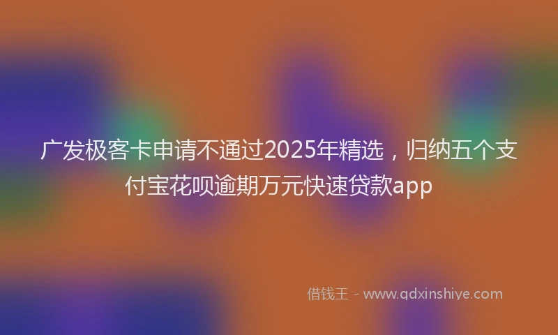 广发极客卡申请不通过2025年精选，归纳五个支付宝花呗逾期万元快速贷款app