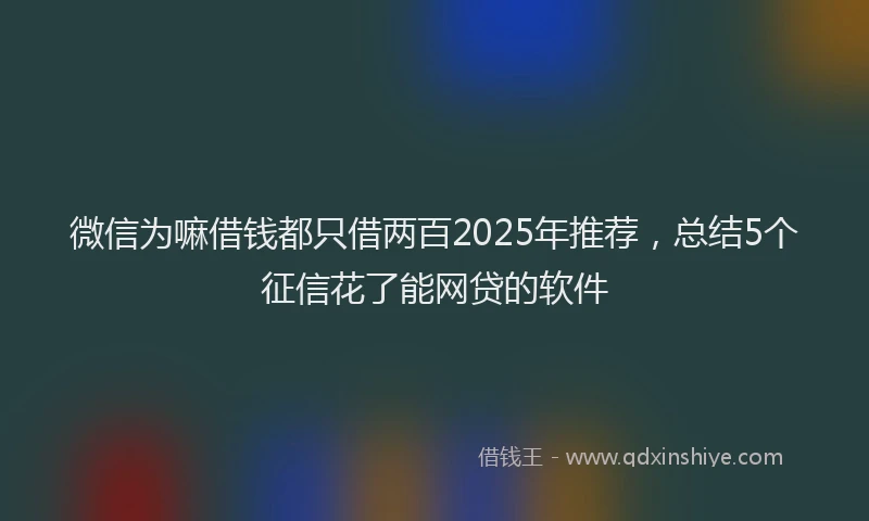 微信为嘛借钱都只借两百2025年推荐，总结5个征信花了能网贷的软件