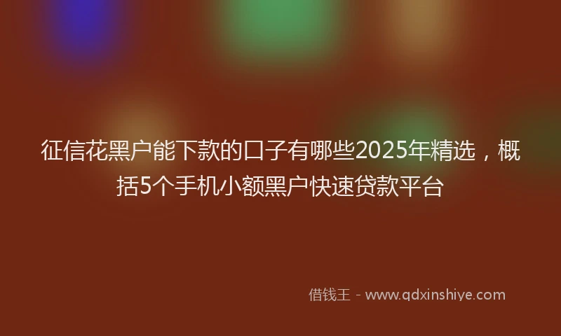 征信花黑户能下款的口子有哪些2025年精选，概括5个手机小额黑户快速贷款平台