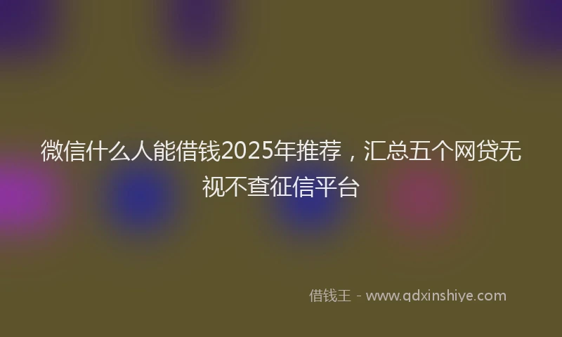 微信什么人能借钱2025年推荐，汇总五个网贷无视不查征信平台
