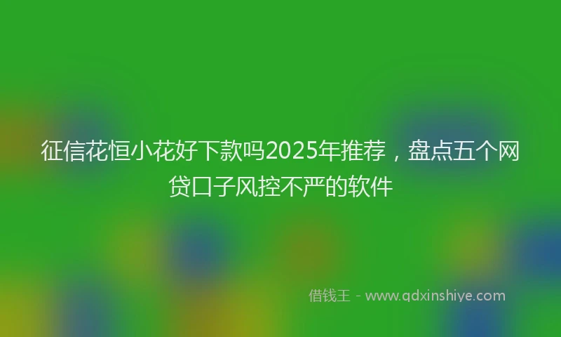征信花恒小花好下款吗2025年推荐，盘点五个网贷口子风控不严的软件