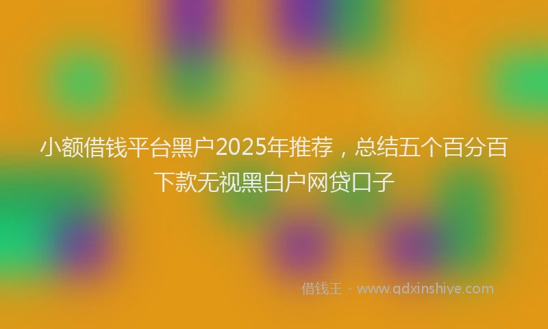 小额借钱平台黑户2025年推荐，总结五个百分百下款无视黑白户网贷口子