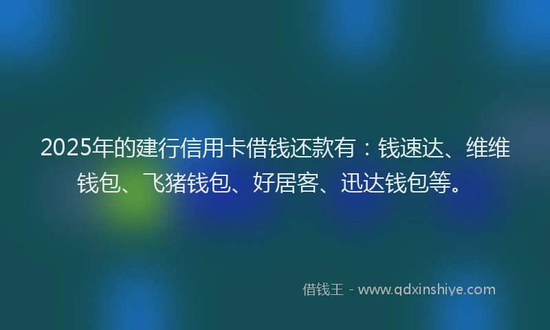2025年的建行信用卡借钱还款有：钱速达、维维钱包、飞猪钱包、好居客、迅达钱包等。