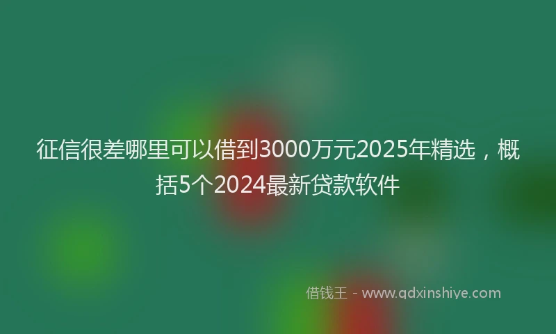 征信很差哪里可以借到3000万元2025年精选，概括5个2024最新贷款软件