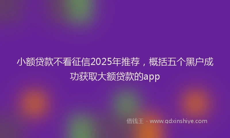 小额贷款不看征信2025年推荐，概括五个黑户成功获取大额贷款的app