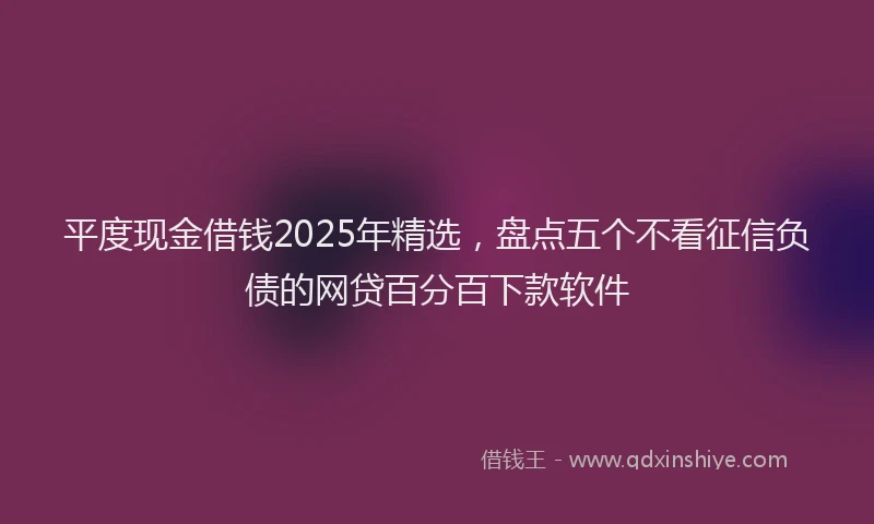 平度现金借钱2025年精选，盘点五个不看征信负债的网贷百分百下款软件